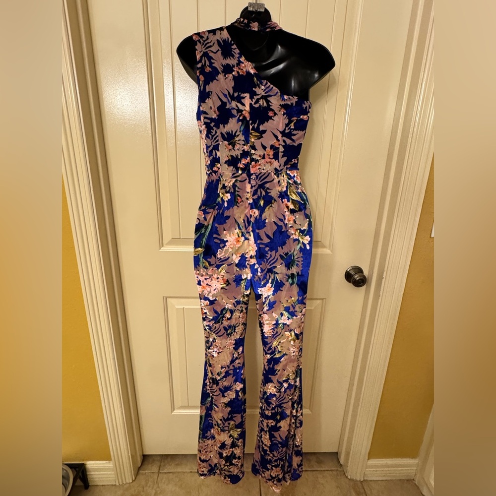 NWT Nasty Gal in your dreams velvet floral Jumpsuit size 02 - Picture 3 of 5